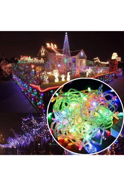 Pazariz 10m Rgb 100 Led Fişli Noel Parti Yılbaşı Ağaç Dekoratif Aydınlatma Lambası Animasyonlu Süsleme ürün görseli 1