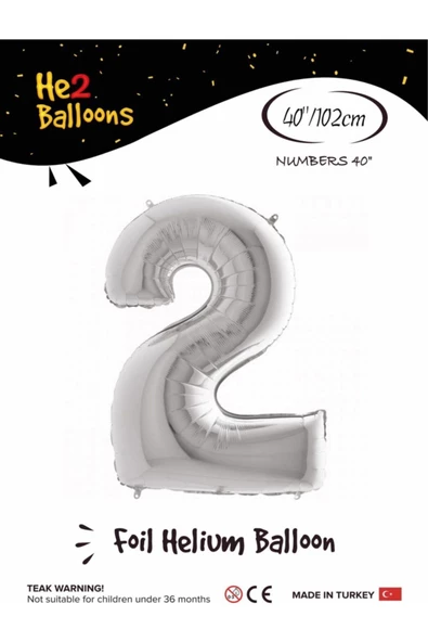 Pazariz Fırsat Ayı Balon 2 Rakam Gümüş Folyo Balon 40 Inç ürün görseli 1