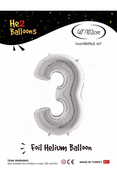 Pazariz Balon 3 Rakam Gümüş Folyo Balon 40 Inç ürün görseli 1