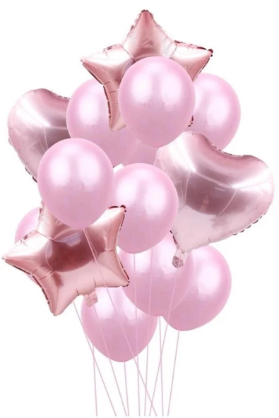 Pazariz Fırsat Ayı Pembe Kalp Yıldız Balon Seti ürün görseli 1