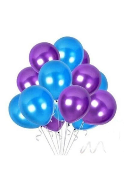 Pazariz Fırsat Ayı 75 Adet Metalik Sedefli Mor, Mavi Balon-uçan- Balon ürün görseli 1