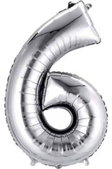 Pazariz Fırsat Ayı Balon 6 Rakamı Gümüş Folyo Balon 102 Cm ürün görseli 1