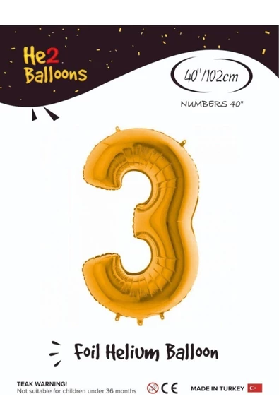 Pazariz Fırsat Ayı Balon 3 Rakam Altın Folyo Balon 40 Inç ürün görseli 1