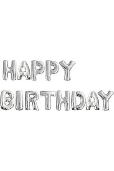 Pazariz Fırsat Ayı Happy Birthday Gümüş Harf Folyo Balon ürün görseli 1