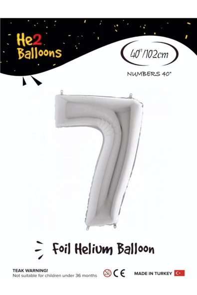 Pazariz Fırsat Ayı Balon 7 Rakam Gümüş Folyo Balon 40 Inç ürün görseli 1