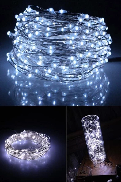 Pazariz 5mt Peri Beyaz 50 Led Pilli Noel Parti Yılbaşı Ağaç Dekoratif Aydınlatma Lambası Animasyonlu Süsleme ürün görseli 1