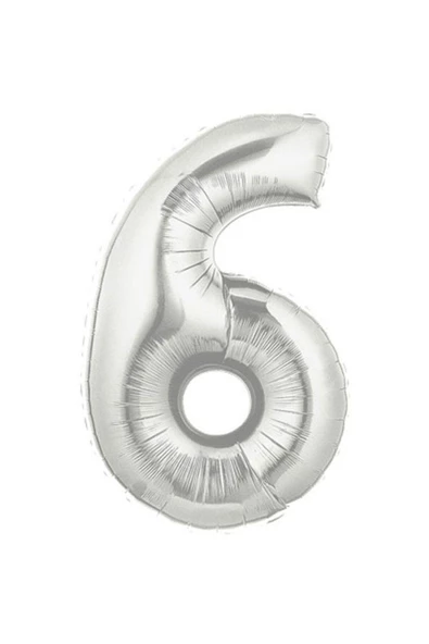 Pazariz Şekilli Supershape Silver Rakam Folyo Balon 6 Numara ürün görseli 1