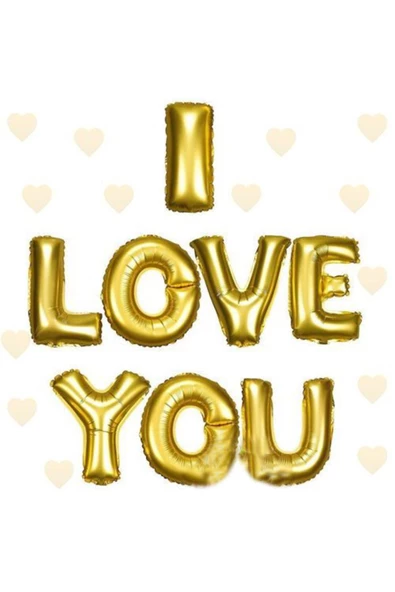 Pazariz I Love You Folyo Balon Altın Renk 35 CM ürün görseli 1