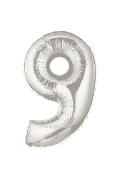 Pazariz Şekilli Supershape Silver Rakam Folyo Balon 9 Numara ürün görseli 1