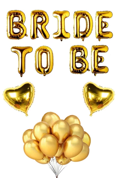 Pazariz Bride To Be Folyo Balon Seti - Bekarlığa Veda Bride Partisi Balon Süsleme Gold Büyük ürün görseli 1