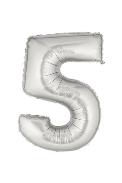 Pazariz Şekilli Supershape Silver Rakam Folyo Balon 5 Numara ürün görseli 1