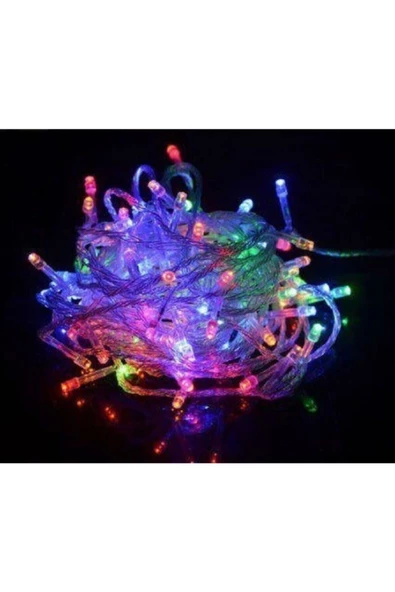 Pazariz 10 mt Rgb 100 Led Fişli  Parti Yılbaşı Ağaç Dekoratif Aydınlatma Lambası Animasyonlu Süsleme ürün görseli 1