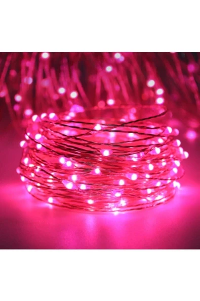 Pazariz 10mt Peri Pembe 100 Led Pilli Noel Parti Yılbaşı Ağaç Dekor Aydınlatma Lamba Animasyonlu Süsleme ürün görseli 1