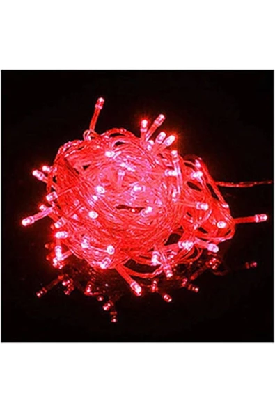 Pazariz 10mt Kırmızı 100 Led Fişli Noel Parti Yılbaşı Ağaç Dekoratif Aydınlatma Lambası Animasyonlu Süsleme ürün görseli 1