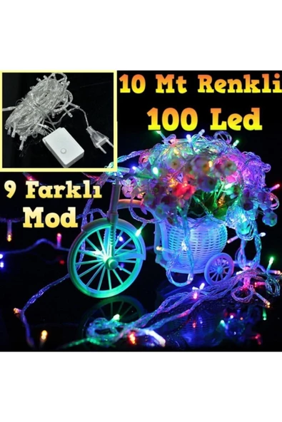 Pazariz 10 mt Rgb 100 Led Fişli Noel Parti Yılbaşı Ağaç Dekoratif Aydınlatma Lambası Animasyonlu Süsleme ürün görseli 1