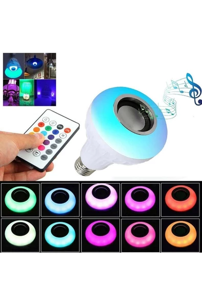 Pazariz Bluetooth Hoparlör Rgb Ledli Lamba Kumandalı Mp3 Çalar Ampul Renkli Ampul Rgb ürün görseli 1
