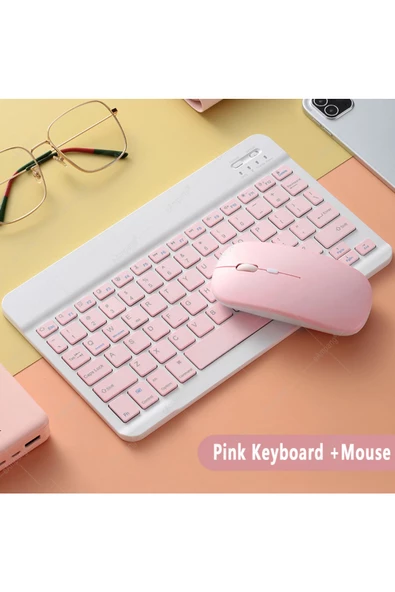 Pazariz Klavye Mouse Seti Klavye Mouse Set Mini Q Kablosuz 2.4G Wirelless Pembe ürün görseli 1
