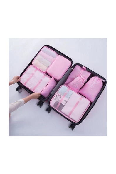 Pazariz Bavul Içi Düzenleyici Organizer 6lı Set - Pembe ürün görseli 1