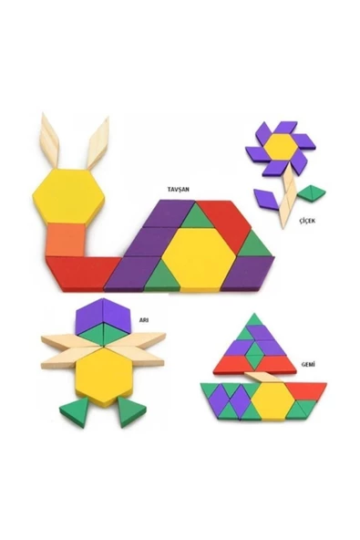 Pazariz Tangram Eğitim Seti 125 Parça Puzzle ürün görseli 1