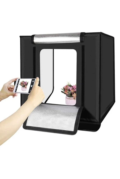 Pazariz Puluz Led Işıklı Ürün Çekim Çadırı - 5 Farklı Arka Plan - 3 Boyut 40x40 cm ürün görseli 1