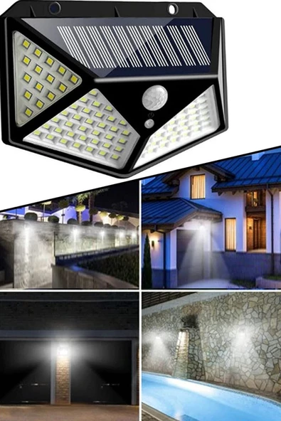 Pazariz Su Geçirmez Güneş Enerjili Suya Dayanıklı 100 Led Duvar Lambası 1410 ürün görseli 1