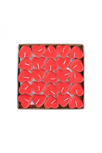 Pazariz Tea Light Mum Kırmızı Kalpli 100'lü ürün görseli 1