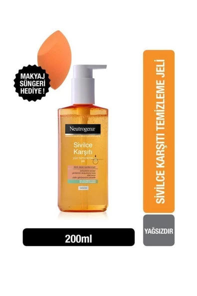 Pazariz Sivilce Karşıtı Günlük Yüz Temizleme Jeli 200 ml + Makyaj Süngeri Hediye ürün görseli 1