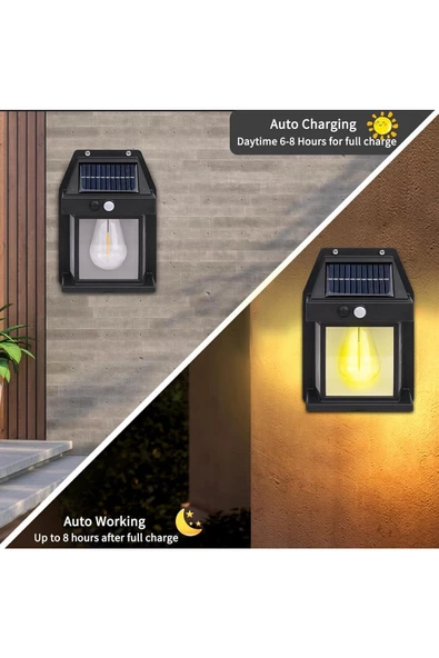 Pazariz Solar Enerjili Led Bahçe Aydınlatması Su Geçirmez Lamba Bahçe Garaj Ev Aydınlatma Siyah 1 Ad ürün görseli 1