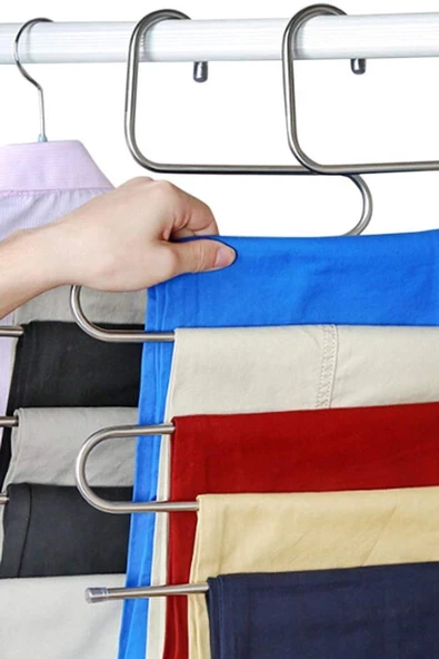 Pazariz 5 Katlı Çelik Pantalon Eşarp 3 Adet Havlu Organizer Askılık ürün görseli 1