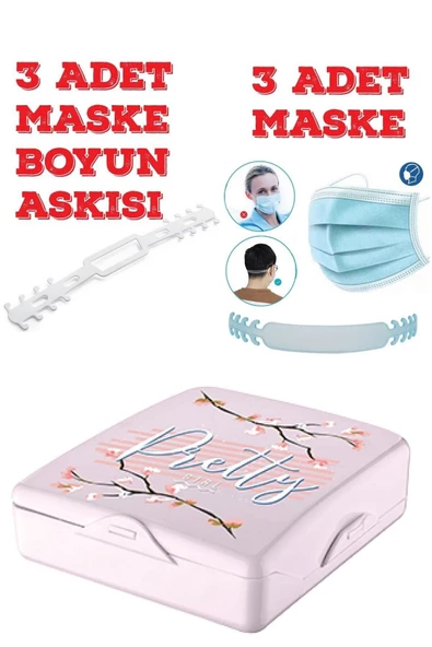 Pazariz Pratik Kilitli Maske Koruma Saklama & Taşıma Kabı Kutusu 3 Ad ürün görseli 1