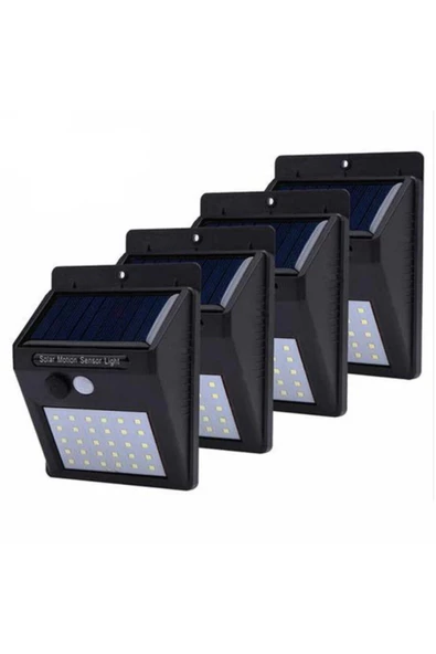 Pazariz 20 Led Fotoselli Solar Led Duvar Lamba Işık Sensörlü Güneş Enerji 4 Adet ürün görseli 1