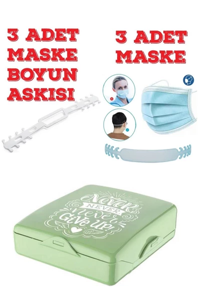 Pazariz Pratik Kilitli Maske Koruma Saklama & Taşıma Kabı Kutusu 3 Ad ürün görseli 1