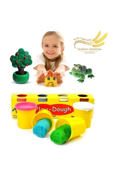 Pazariz 4 Renkli Buğday Unu Oyun Hamuru (Büyük Boy) - Play Dough ürün görseli 1