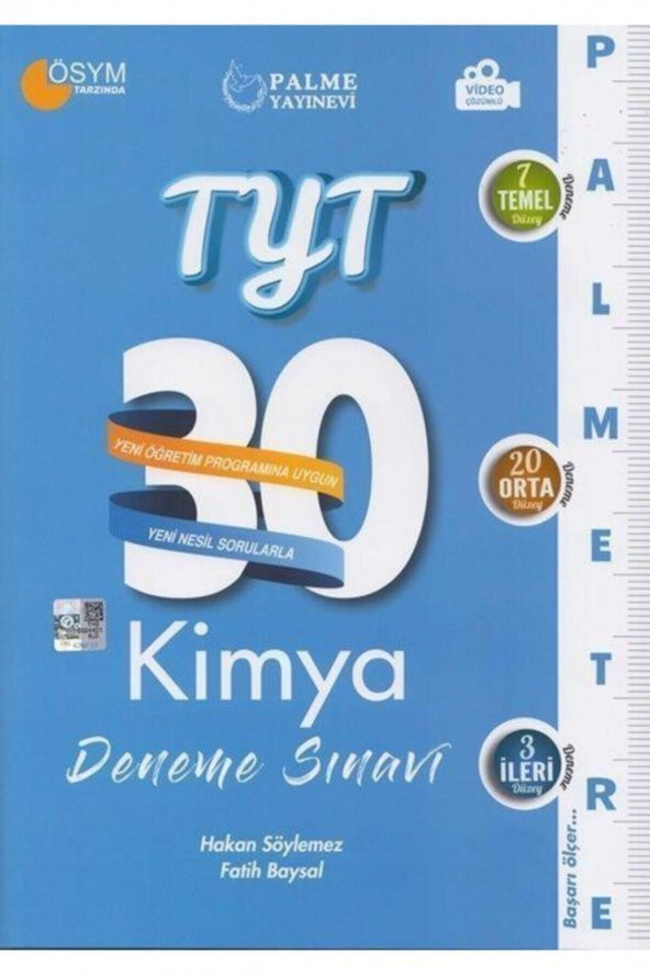 Palme Yks Tyt Kimya 30 Deneme Palmetre Video Çözümlü ürün görseli 1