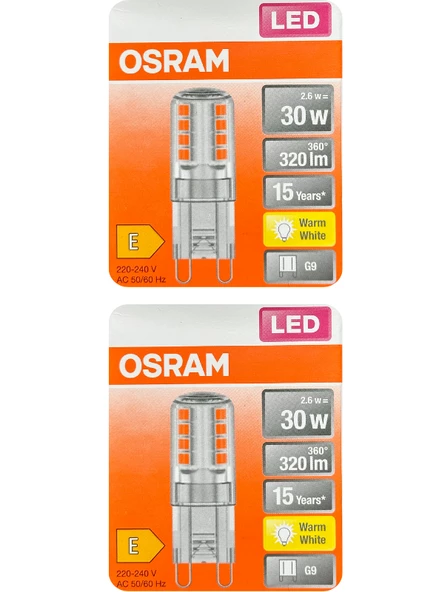 Osram 2,6W (30W) 2700K (Sarı Işık) G9 Duylu Led Kapsül Ampul (2 Adet) ürün görseli 1