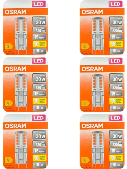 Osram 2,6W (30W) 2700K (Sarı Işık) G9 Duylu Led Kapsül Ampul (6 Adet) ürün görseli 1