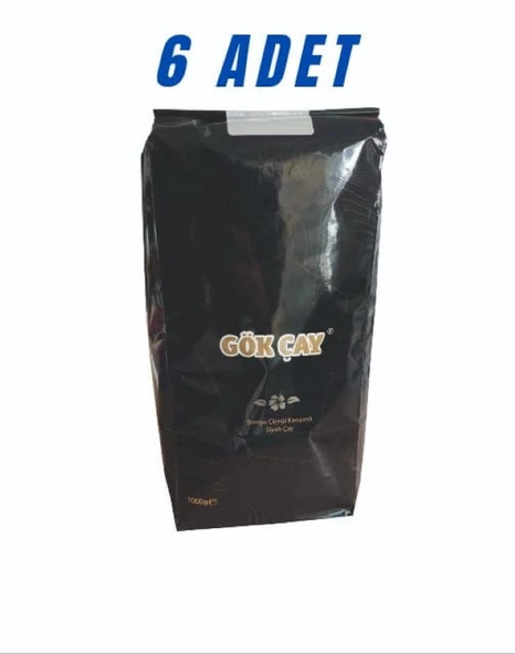 GÖK ÇAY BAMYA ÇİÇEĞİ KARIŞIMLI SİYAH ÇAY 1000 GR 6'LI SET ürün görseli 1