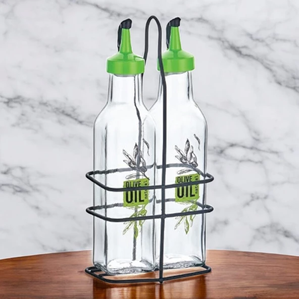 Qlux Metal Standlı Perge Kare Yağlık 2li Set 250 cc ürün görseli 1