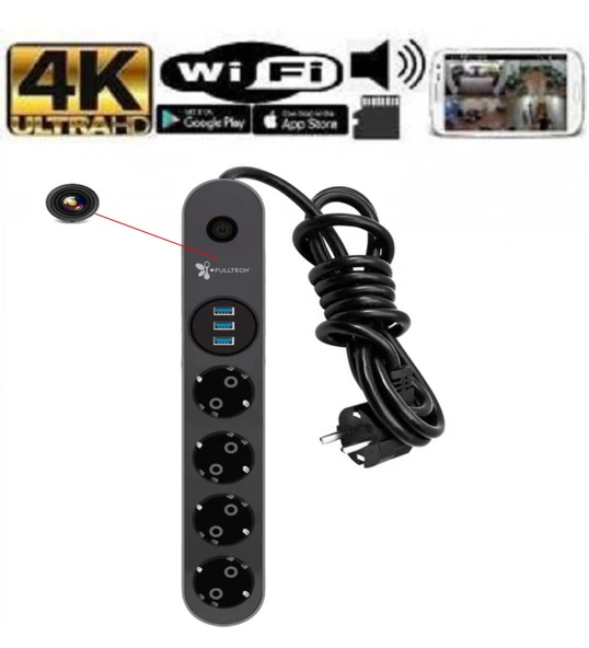 kamera online Uzun Usb Kablolu Wifi 4k Priz Gizli Video Kamera Canlı Izleme-kayıt ürün görseli 1