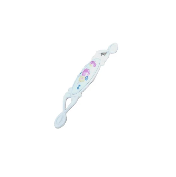 Miray 128 mm Metal Krem Kasa Beyaz ÇİÇEK  Desenli  / 5 ADET ürün görseli 1