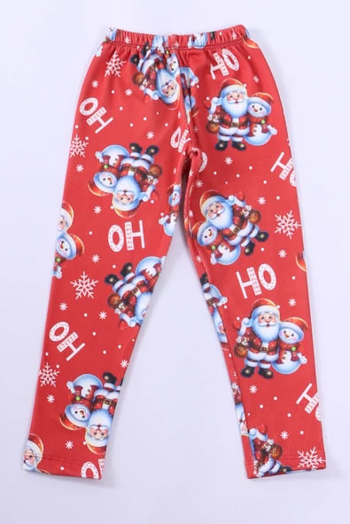 KIZ ÇOCUK YILBAŞI TAYT NOEL BABA BASKILI E31 - Resim 4