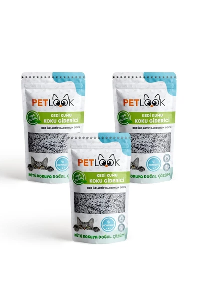 Petlook Active Carbon Kedi Kumu Koku Giderici Kokusuz 300 G X 3 ADET ürün görseli 1