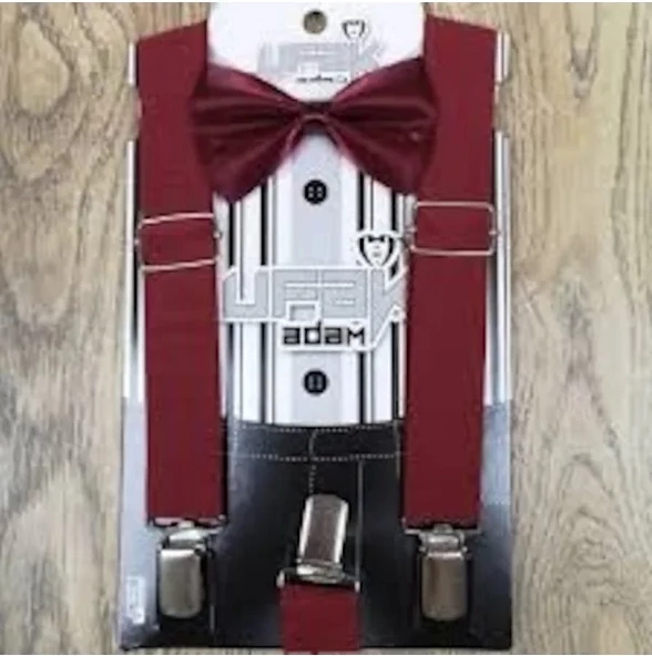 Bordo Papyon ve Çocuk Pantolon Askısı Seti ürün görseli 1