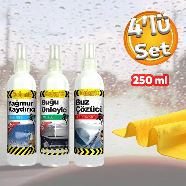 Kış Bakım 4'lü Set Otomobil Araba Araç Kar Cam Ayna Buğu Önleyici Yağmur Kaydırıcı Buz Çözücü Bez ürün görseli 1