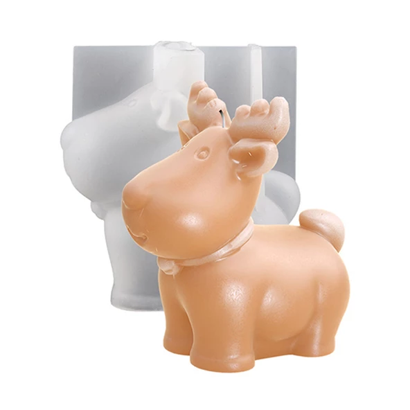 Silikon Kalıp Dekoratif Yılbaşı Geyik Noel Dekorasyon Mum Kalıbı 9.6X5.8 CM ürün görseli 1