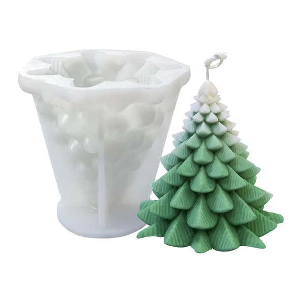 Silikon Kalıp Dekoratif Yılbaşı Noel Ağacı Noel Dekorasyon Mum Kalıbı 11.7X11 CM ürün görseli 1