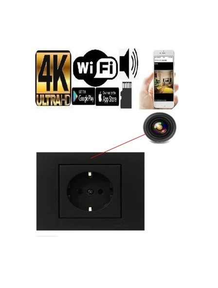 kamera online 4k Wifi Siyah Duvar Prizi Gizli Video Kamera 7/24 Canlı Izleme Kayıt ürün görseli 1