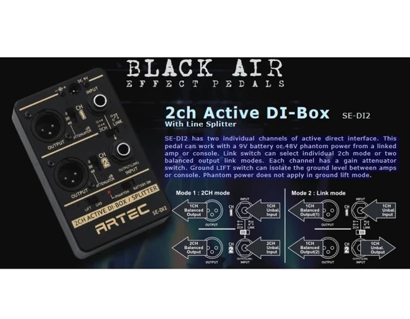 ARTEC SE-DI2 Active Direct Box - 2 Kanal DI-BOX - Resim 2