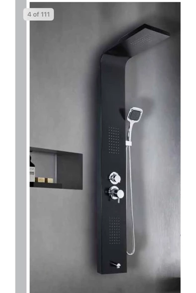 Sam Banyo Kuğu Siyah Dikey Duş Paneli - Resim 3
