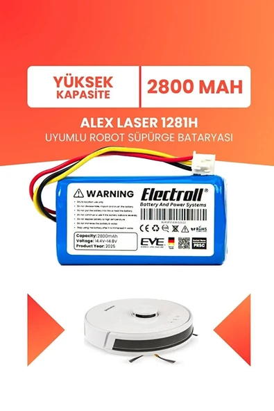 HOMEND Alex Laser 1281H Robot Süpürge Bataryası (Yüksek Kapasite) 2800mAh Robot Süpürge Pil ürün görseli 1